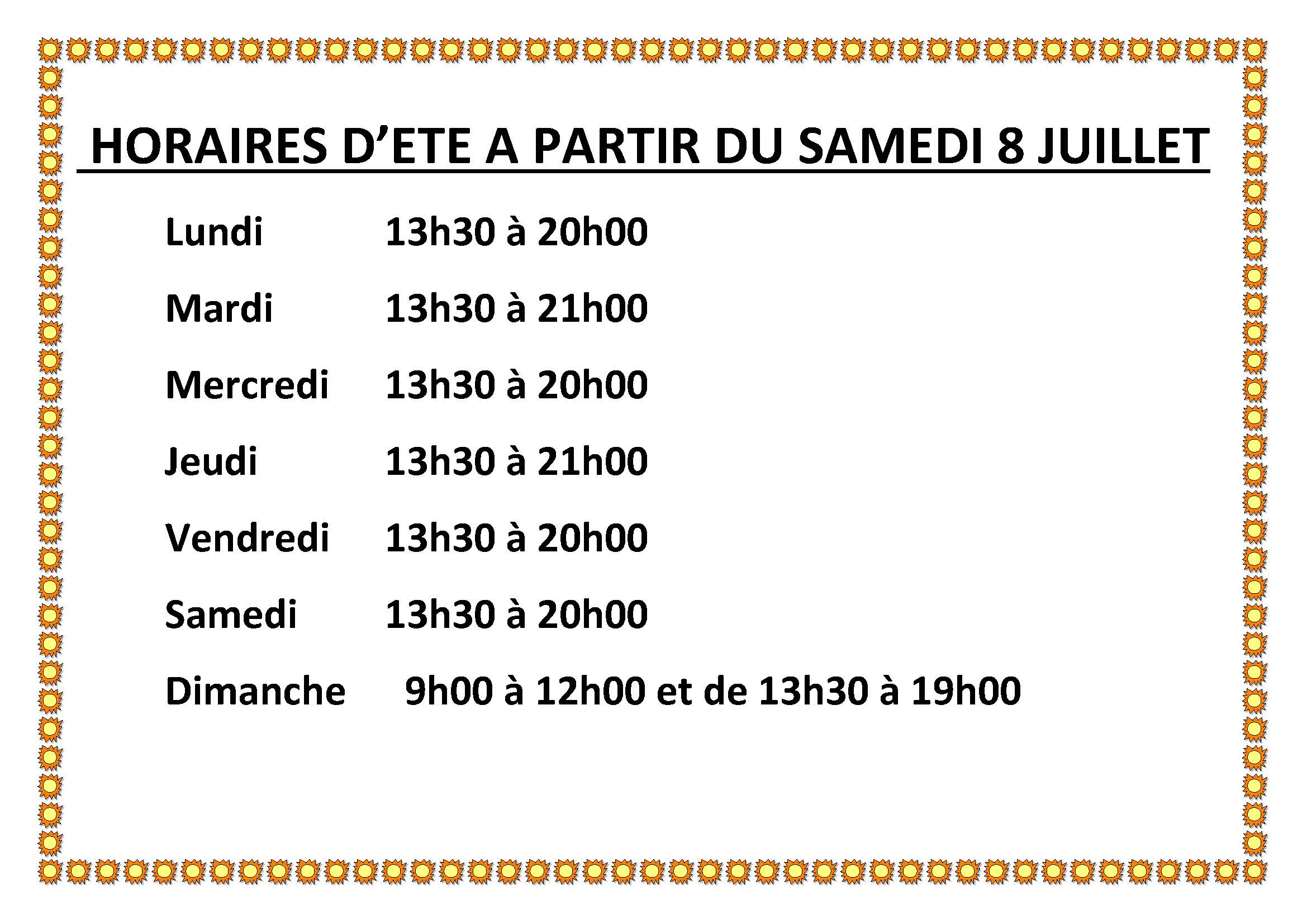 Horaires dété2023